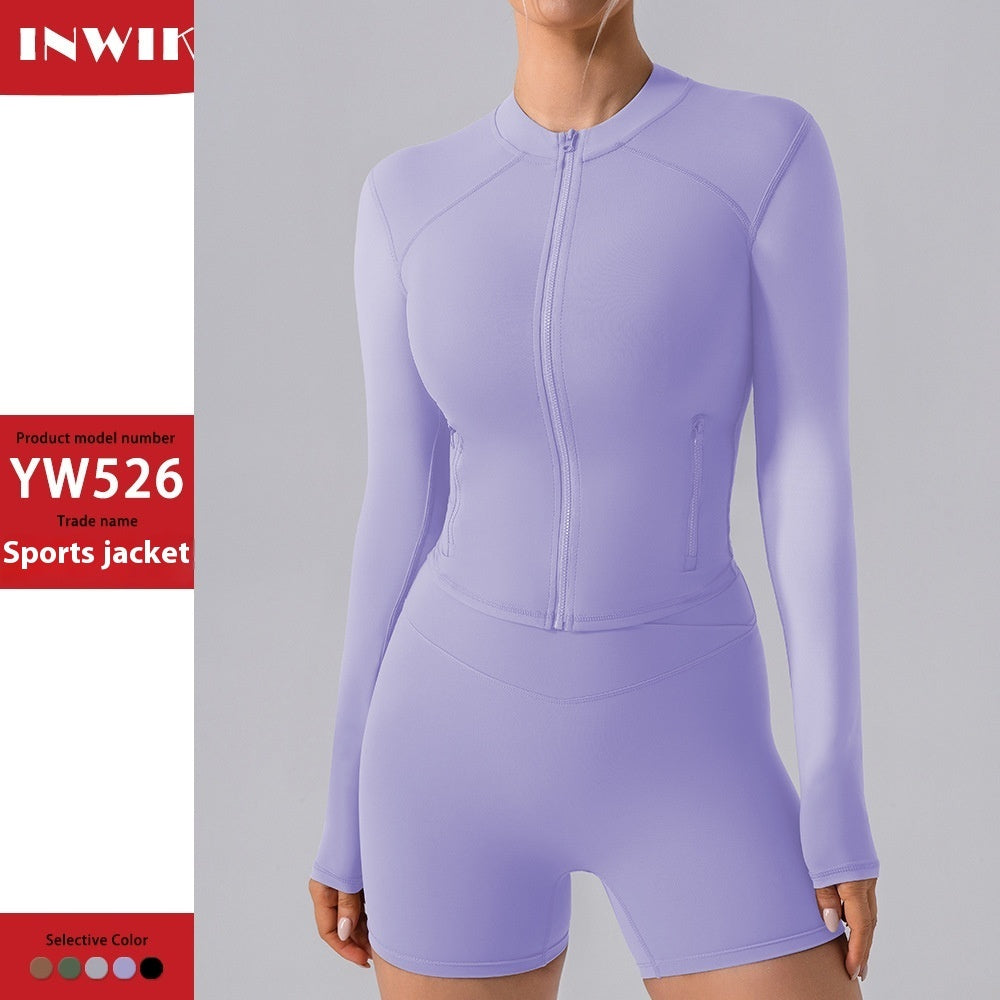 High Elastic Gym Sports Long Sleeve Slim-fit Zipper Cardigan